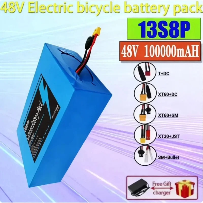 48V 13S8P 100Ah 18650 wiederaufladbarer Lithium-Ionen-Akku mit intelligentem BMS, geeignet für Motorräder, Roller und Fahrräder