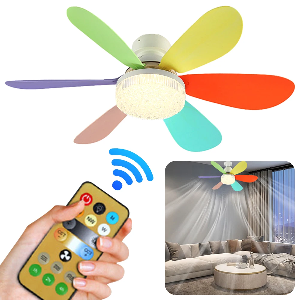 E27 Remote Control Ceiling Fan LED Lamp E27 Base 42cm Indoor Ceiling Fan Light 3 Speeds Hanging Lamp for Living Room Study Home