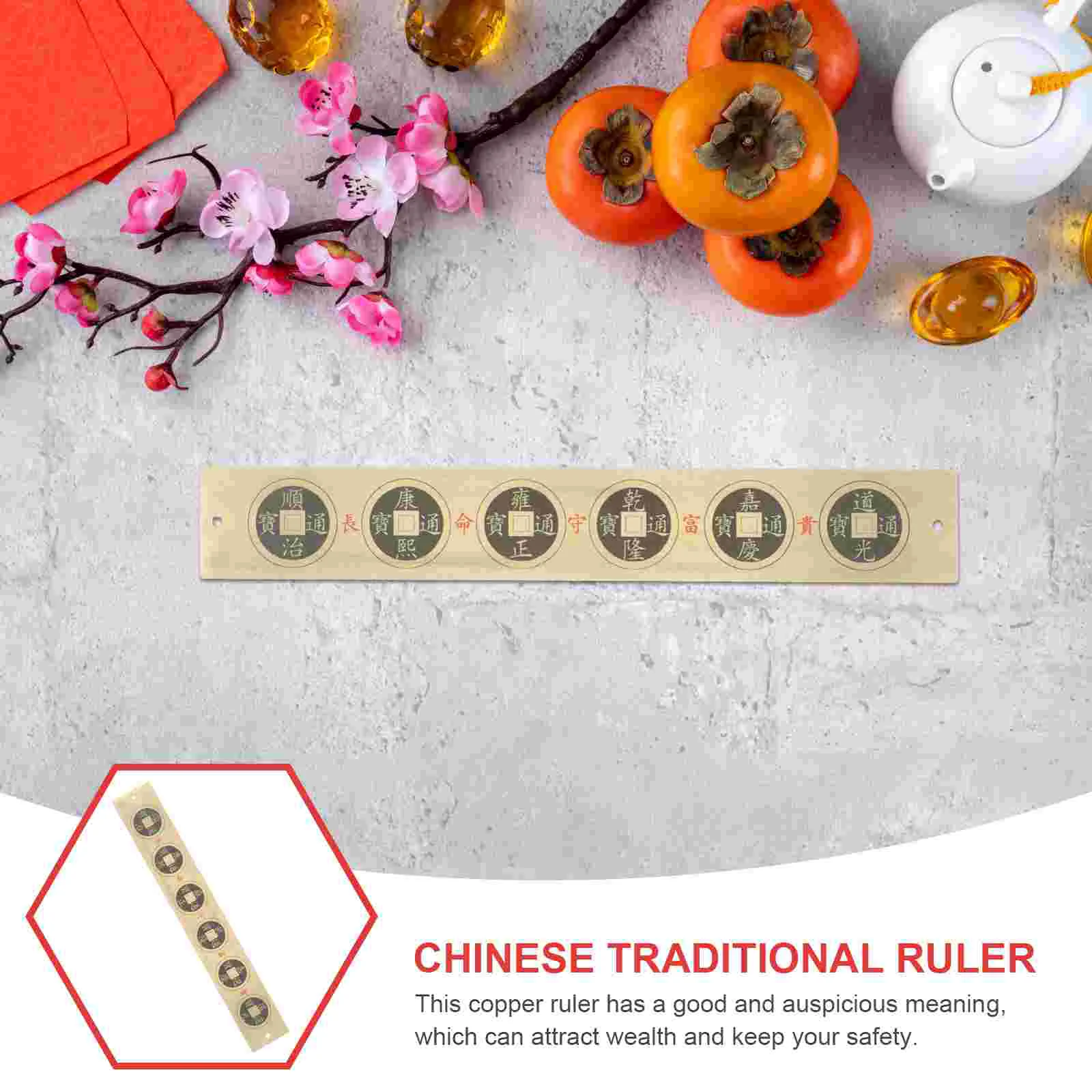 Monete della dinastia Ming Rame Sei Imperatori Righello Decor Piccolo disegno Stile cinese squisito