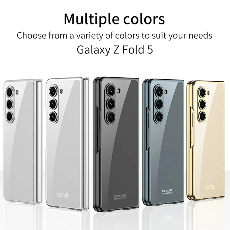 For Samsung Galaxy Z Fold 7 Fold6 5 Case Luxury Electroplated Transparent With Tempered Glass Folding Shockproof Hard Back Cover