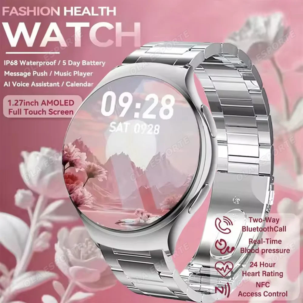 

Women Smart Watch Bluetooth Call AMOLED Screen Health Monitor Smartwatch Multiple Sports Modes Fitness Clock Men Sports Watches