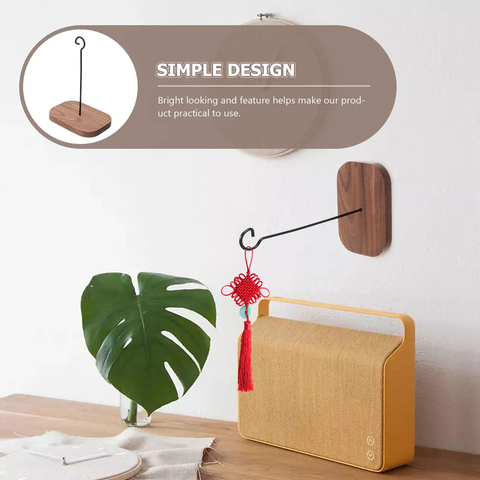 Wind Chime Hanger Wall Mount Heavy Duty Self-Stick Hook for Garden Patio Balcony Home Decor Hanging Plants Light Fixture Bracket