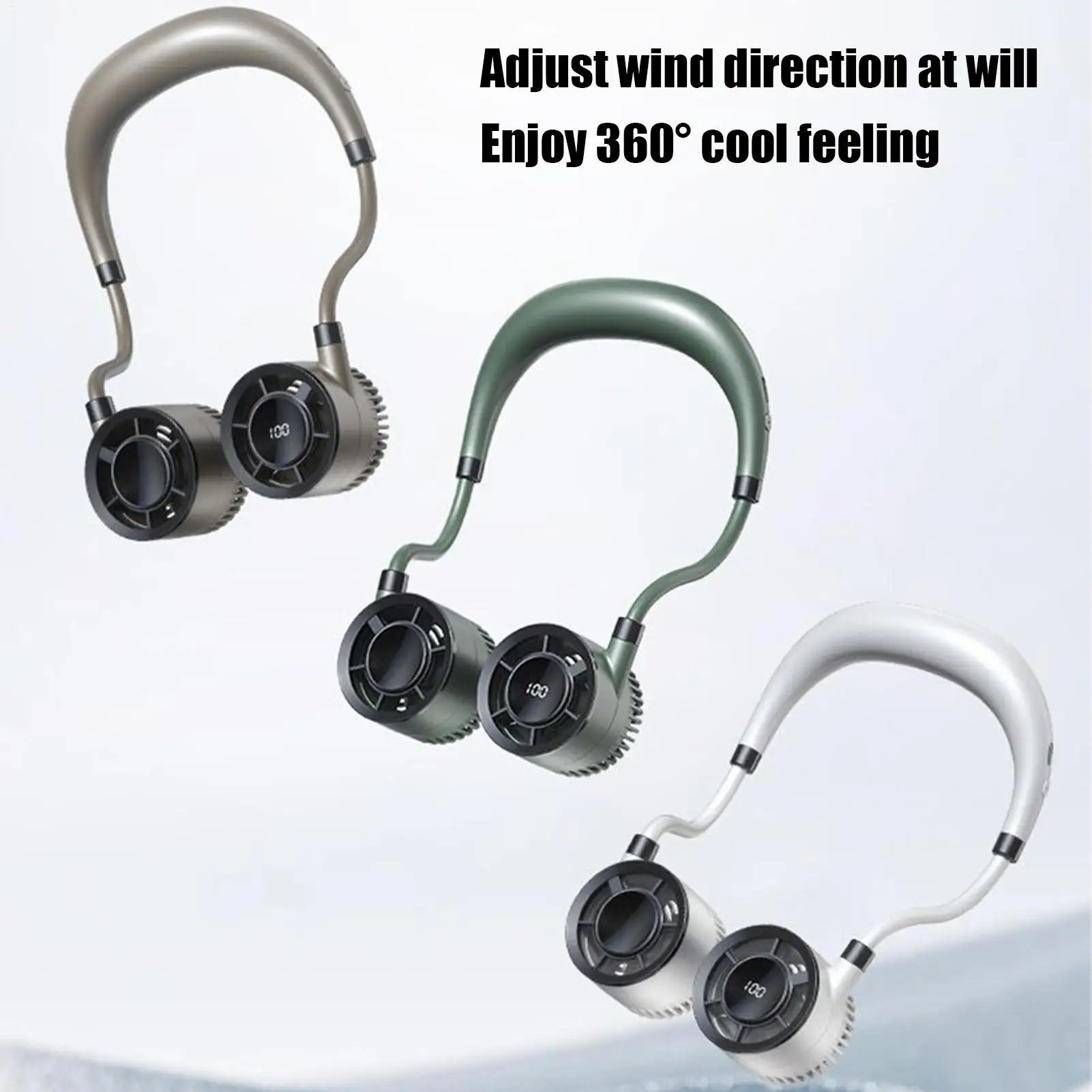 

2025 Новый шейный вентилятор 1500 мАч Type-C перезаряжаемый безлопастной вентилятор с вращением на 360 градусов портативный воздухоохладитель для спорта/офиса/путешествий