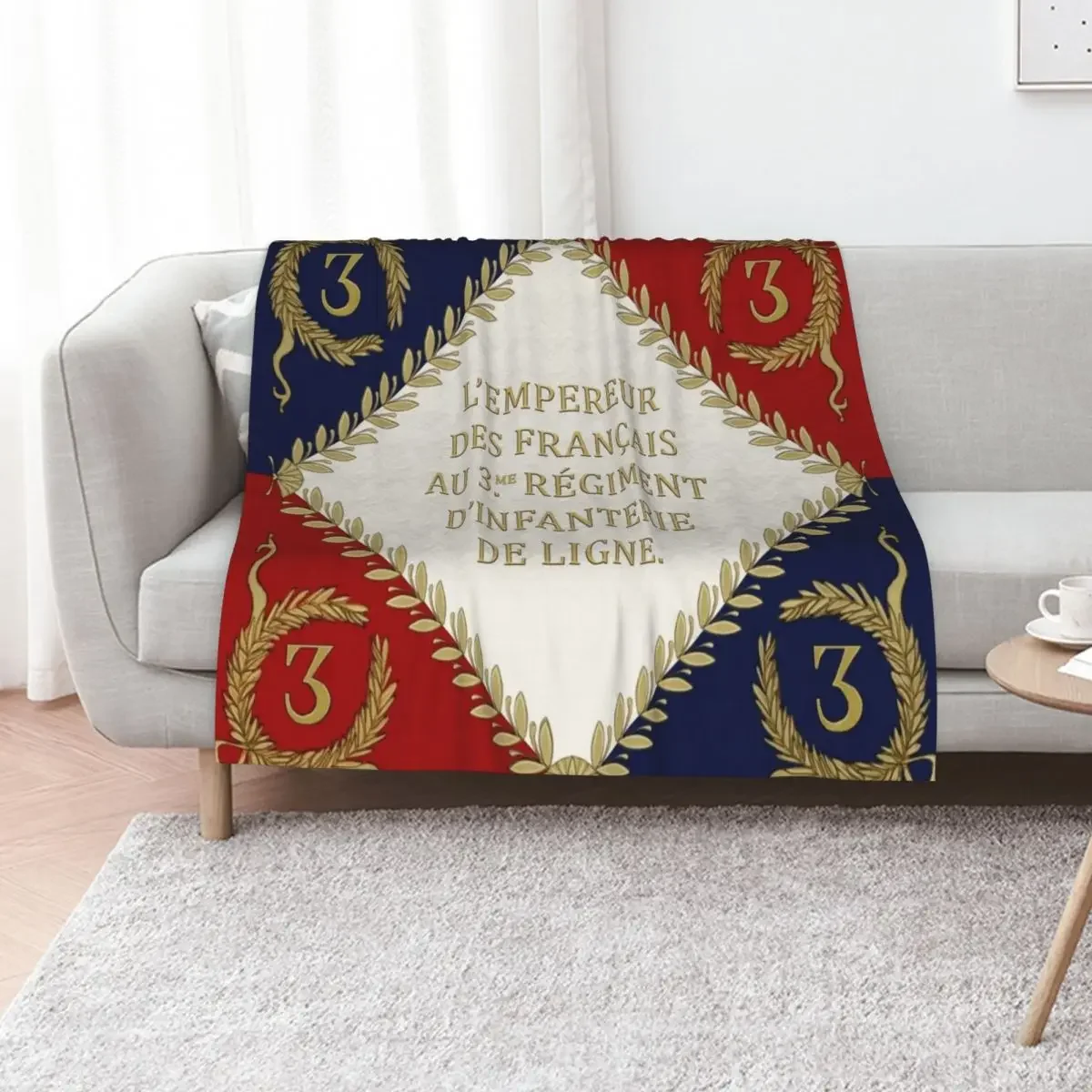 

Napoleonic French regimental flag '3me' 1804 Throw Blanket Flannel Sofa Quilt Flannels Plaid Blankets