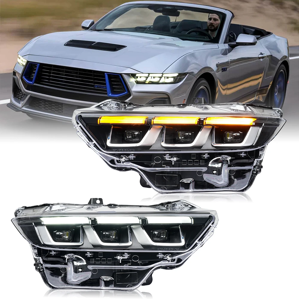 

Projector Lens LED DRL Running Light Headlight Assembly For Ford Mustang 2024