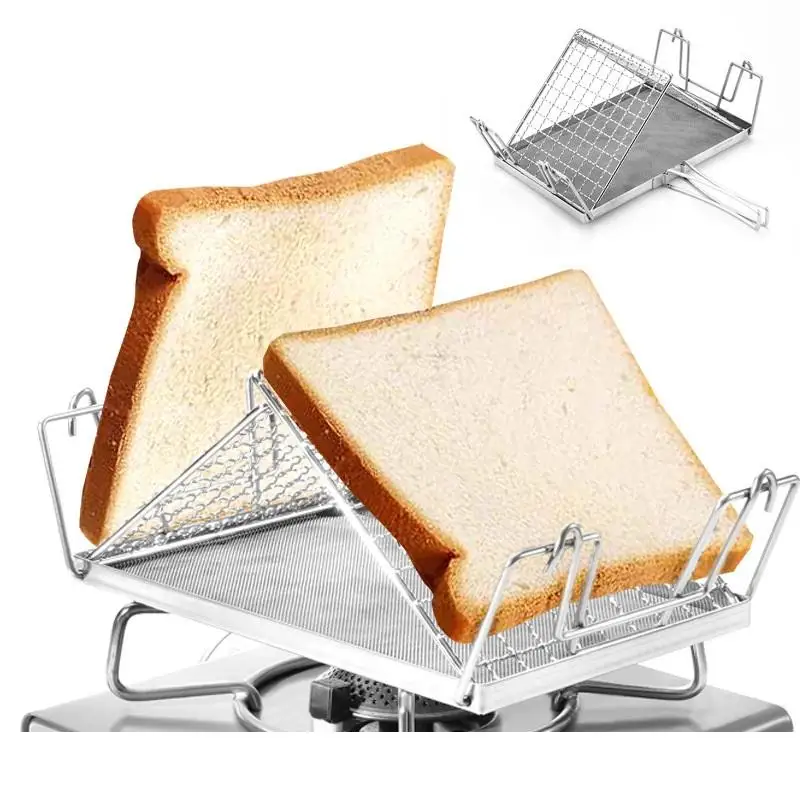 رف محمصة محمولة قابلة للطي من الفولاذ المقاوم للصدأ، رف سلكي للخبز متعدد الاستخدامات للتخييم والتنزه والنزهات #2