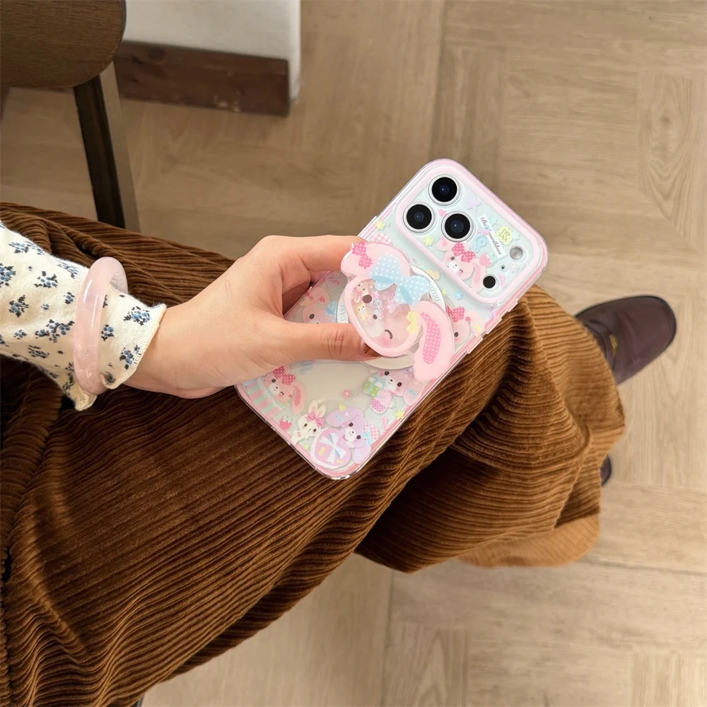 Etui na telefon iPhone 15 Pro 13 14 16 17 Pro Max z motywem króliczka kawaii, z mocowaniem magnetycznym, urocze etui z kreskówkowym motywem, kompatybilne z podstawką Magsafe, Funda — zdjęcie produktu 2