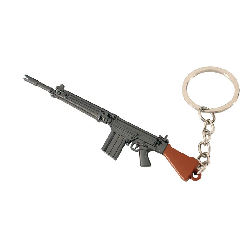 9 سنتيمتر بندقية سلاسل المفاتيح نموذج صغير FN FAL المعادن Keyrings لعبة الأجهزة الطرفية سلاح السيف ملحقات لعبة قلادة الهدايا الحرف