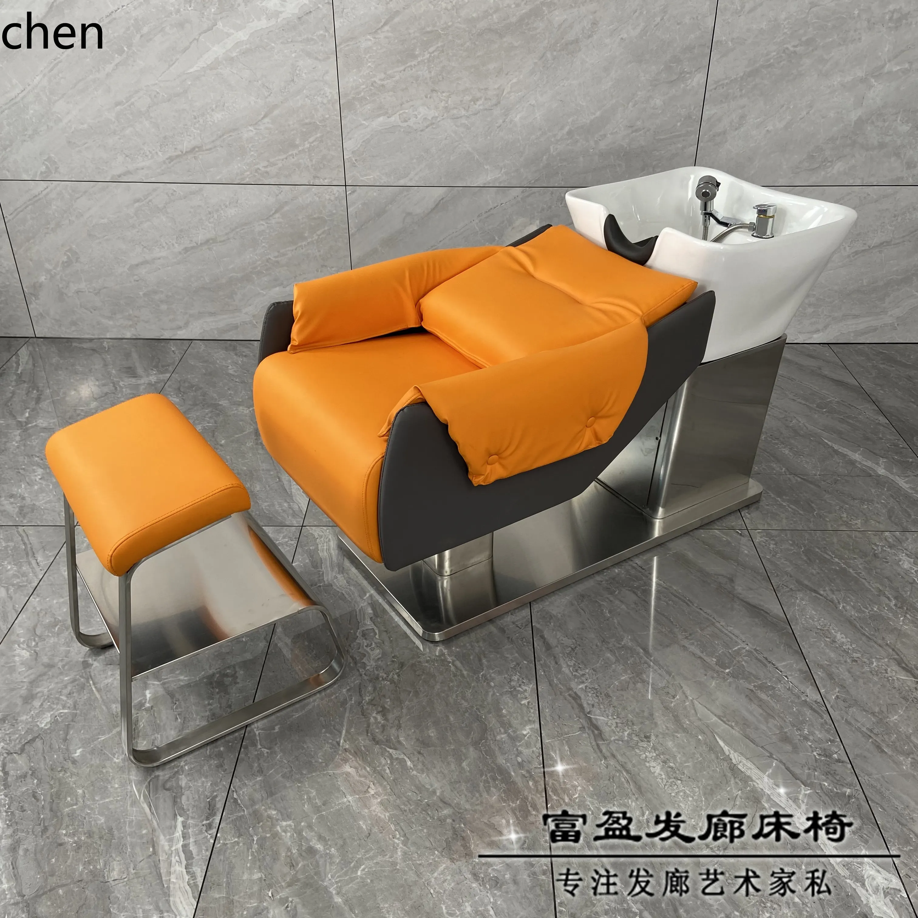 

LXC Shampoo Bed Barber Shop Flat Lying Hair Salon Beauty Hair Belt Water Heater Massage Half Lying Deep Basin Flushing Bed