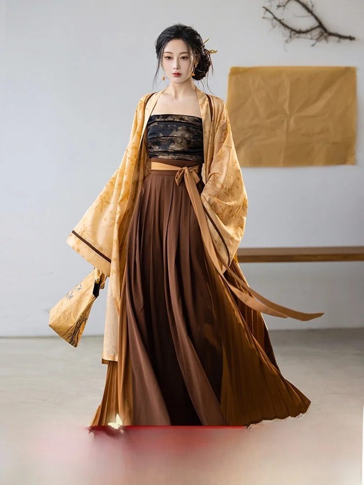 

New Chinese Sle Tang Suit with kets Large Swinging Song Dynas Hanfu Women's Traditional Costume Set Autumn Faion