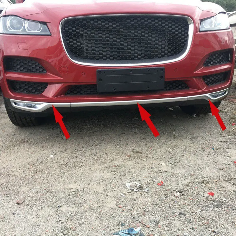 

ABS Chrome Front Grill Bumper Stripes Cover Trim For Jaguar F-Pace f pace Set of 3 pcs