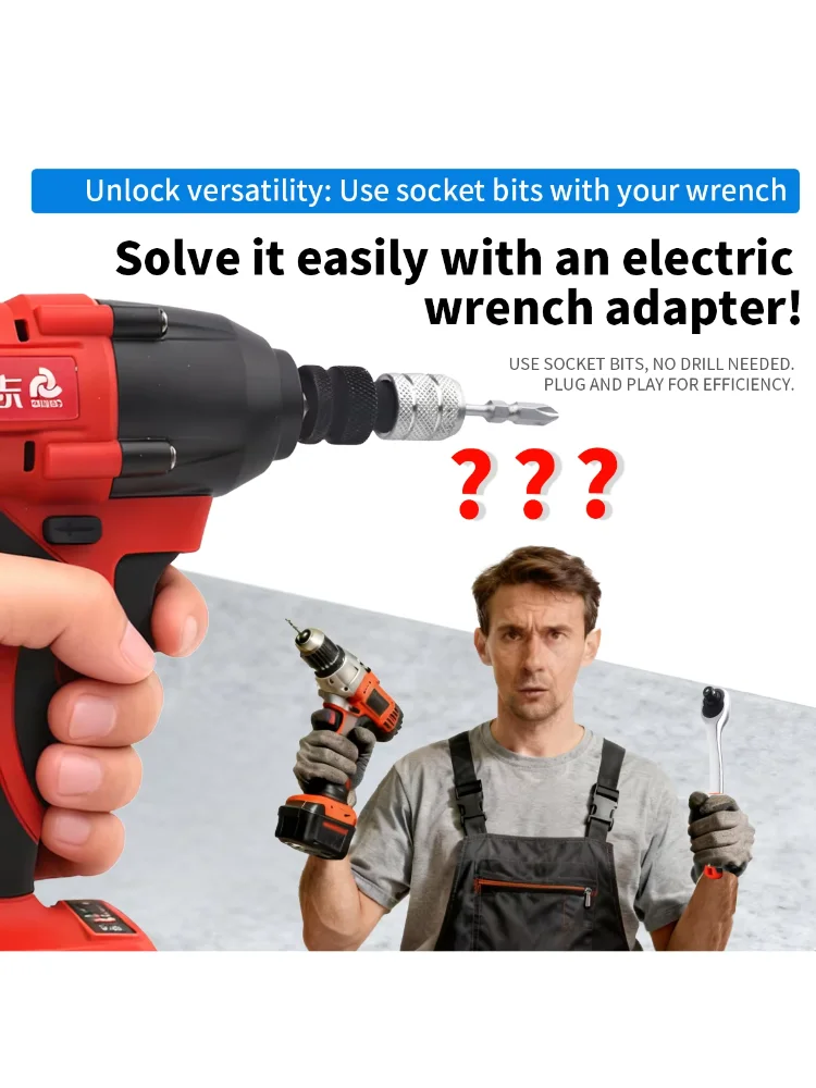 1pc Electric Wrench 1/2 Square Drive To 1/4 Hex Socket Female Adapter Spanner Chuck Converter Impact Air Extended Pneumatic Tool