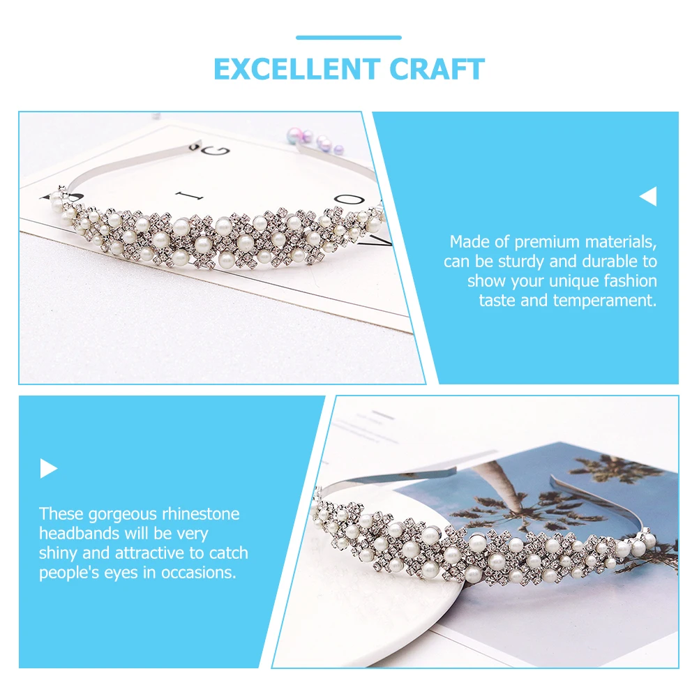 

Pearl Crown Rhinestone Silver Bridal Hair Accessories Silver Headb Wedding Metal Hairstyling Tools For Bride Party