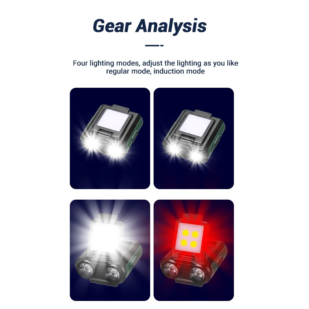 LED 유도 전조등 미니 캡 클립 라이트 1200Mah 내장 배터리 캠핑 낚시 랜턴에 대 한 USB 충전식 헤드 손전등