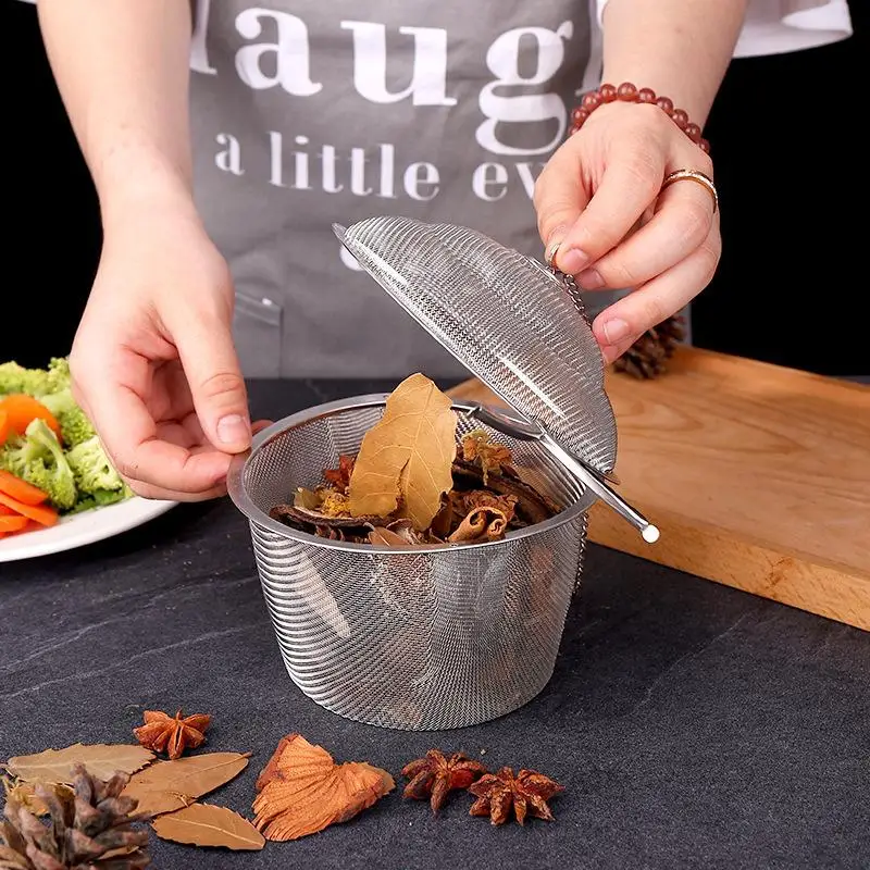 Tea Coffee Stew Spice Soup Herbal Sieve Infuser Reusable Stainless Steel Seasoning Bag Ball Kitchen Filter Sachet With Chain
