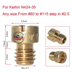 Size #60 to #98 M4 carburetor main Jet injectors Nozzle For Keihin N424-35 CVK PE PZ PWK Carburetor