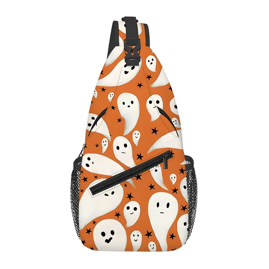 

Cute Ghost Pattern Small Chest Bag Men's and women's Best Gift 3D Cartoon Large Capacity Outdoor Sports Leisure Fashion Backpack