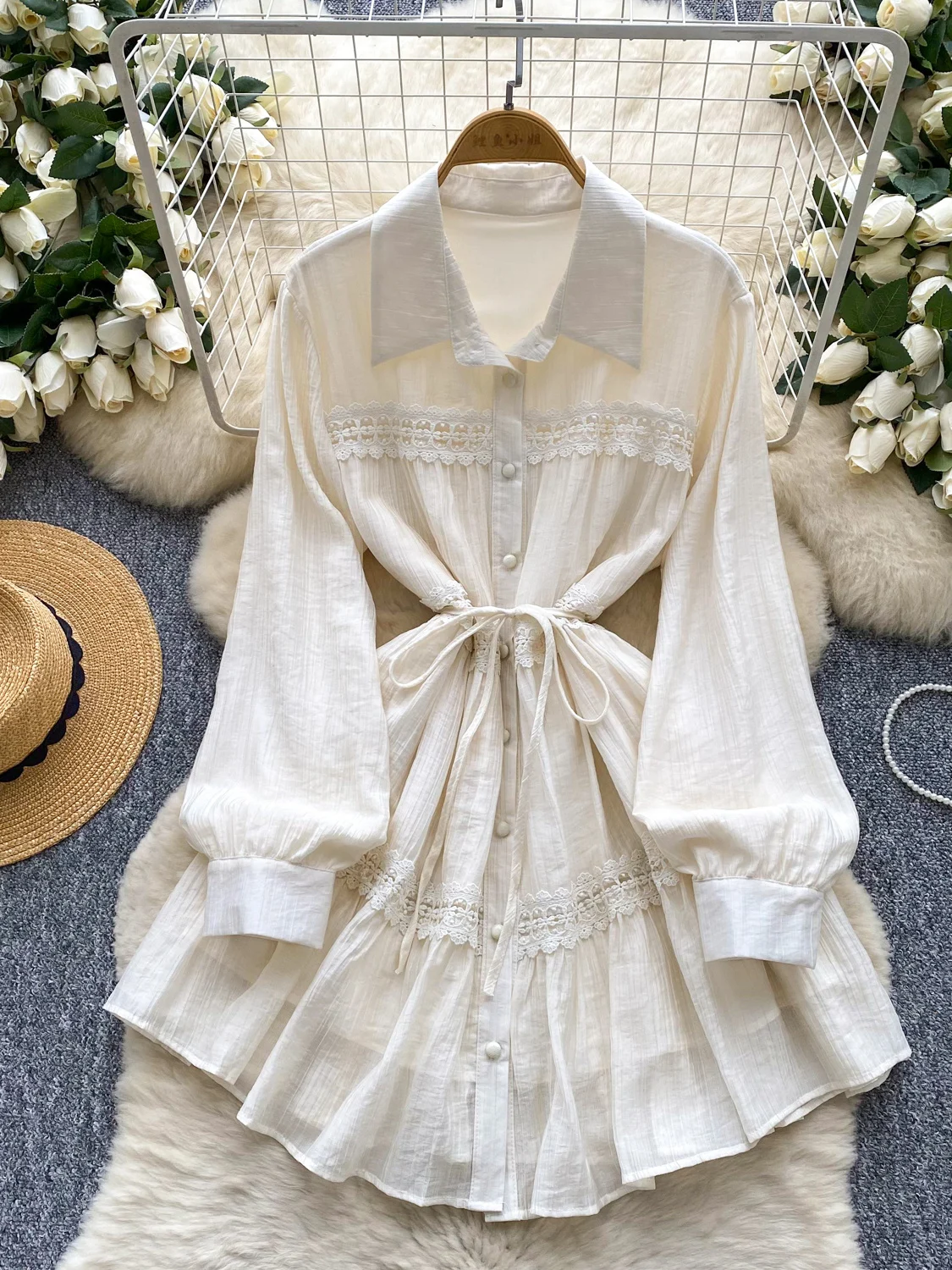 تنورة نسائية أنيقة بحزام طويل من الدانتيل Sve irt Dr تنورة على شكل حرف a عالية الخصر كورية Sle للتنقل الصيفي Faion