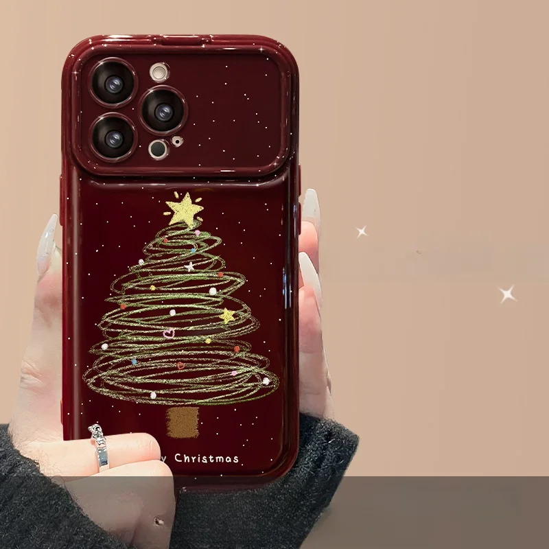 Christmas tree hanging rope suitable for Apple 16PROMAX16 Pro phone case iPhone 15Pro flip mirror 14 anti drop 13/12