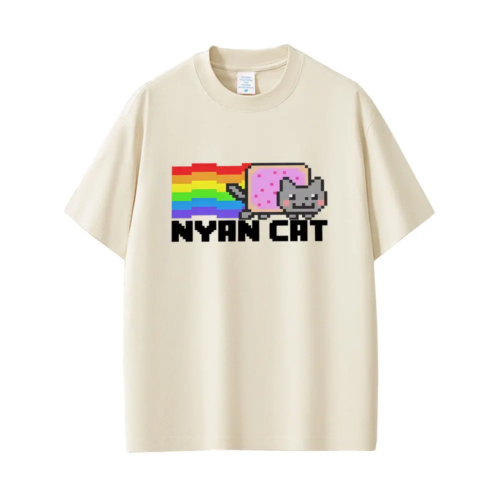 Game Rainbow Nyan Cat Funny Meme T-shirt Men Women Fashion Casual T Shirt Unisex Cute Kawaii Oversized T-shirts Fans Gift