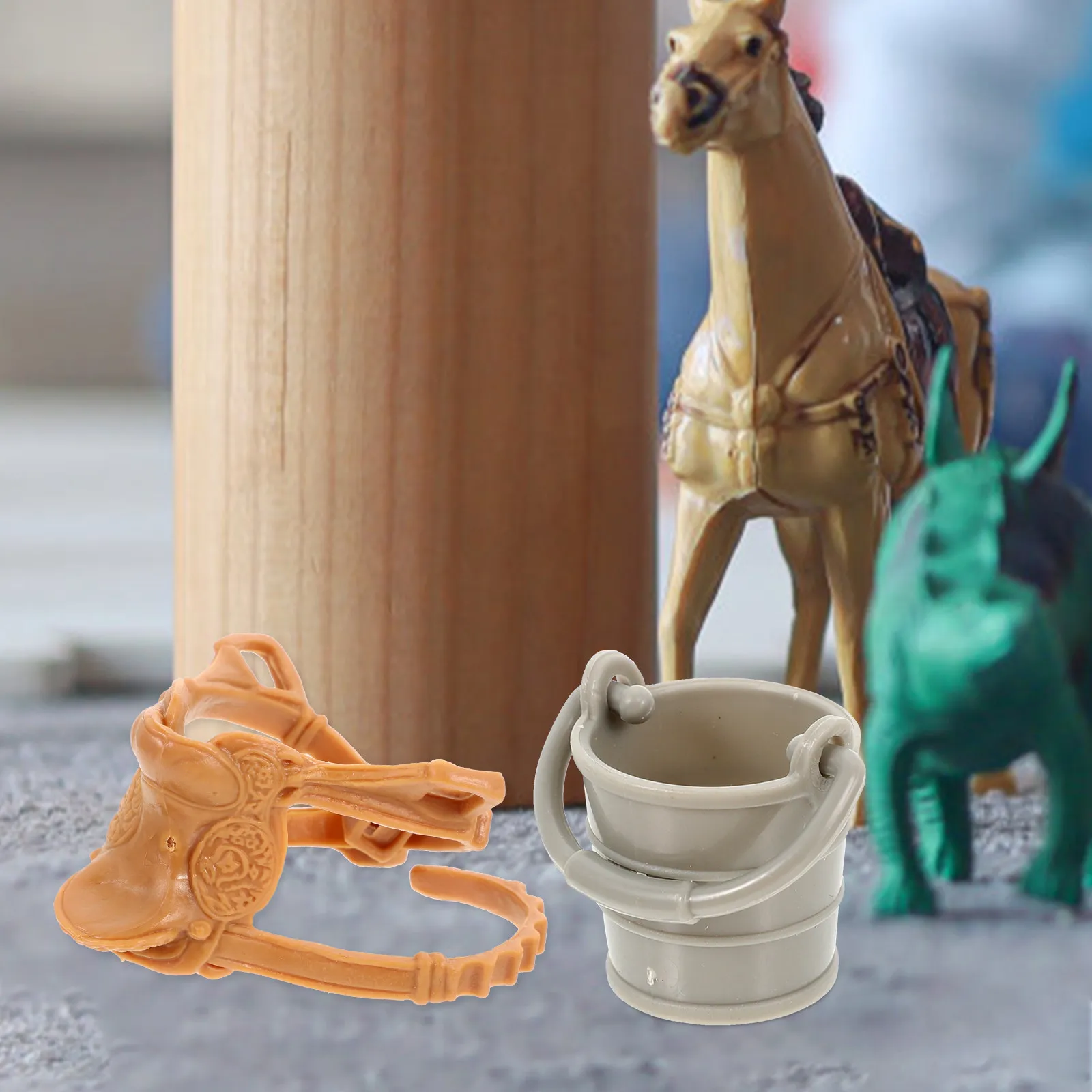 

Набор миниатюрных аксессуаров для пастбища: седло, ведро, хлыст в деревенском стиле для сцен фермы, микроландшафта, DIY, развивающий подарок для детей