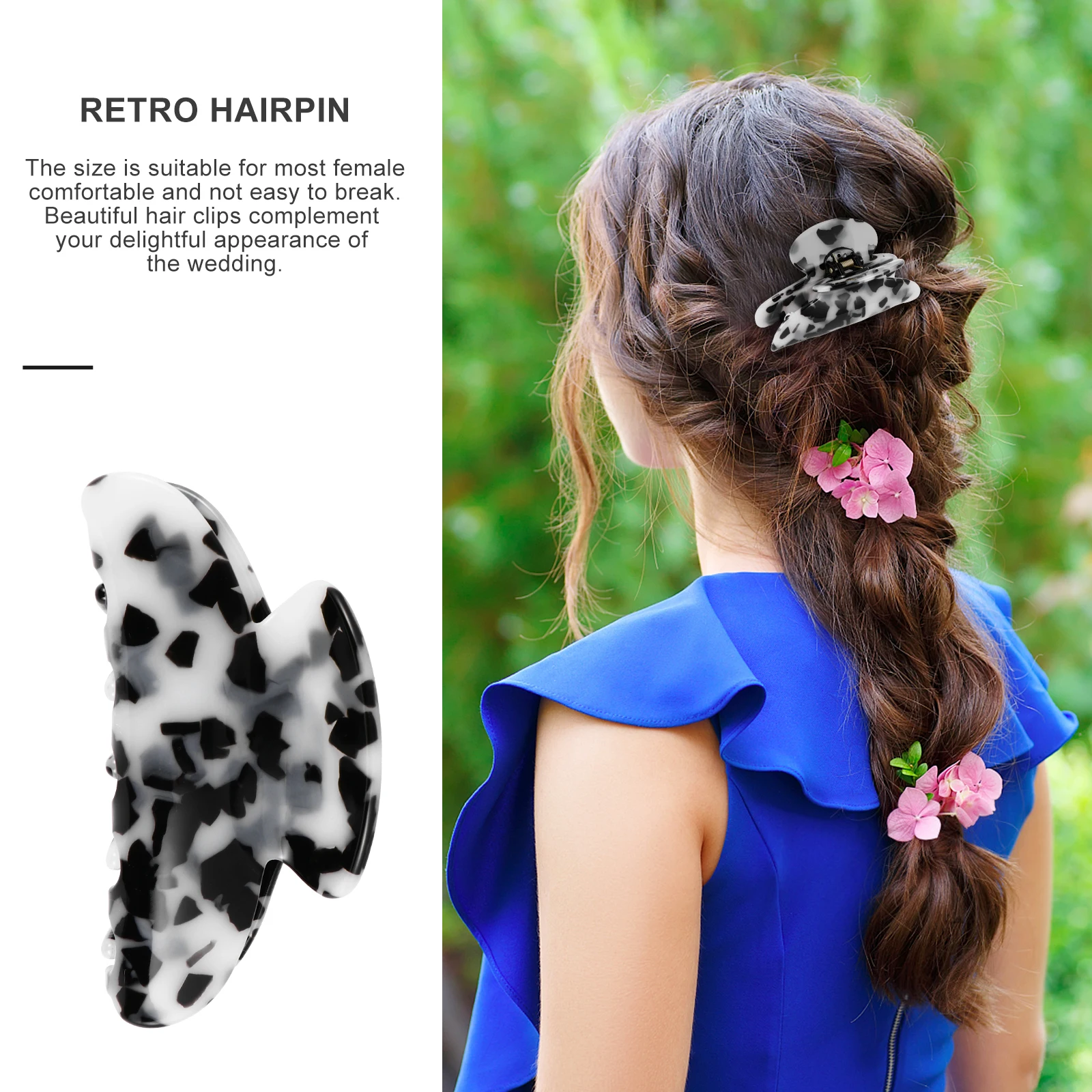 

Marble Hair Clip Leopard Print Retro Jaw Clips for Women Styling Wedding Accessories Durable Acrylic Toothed Barrette Vintage