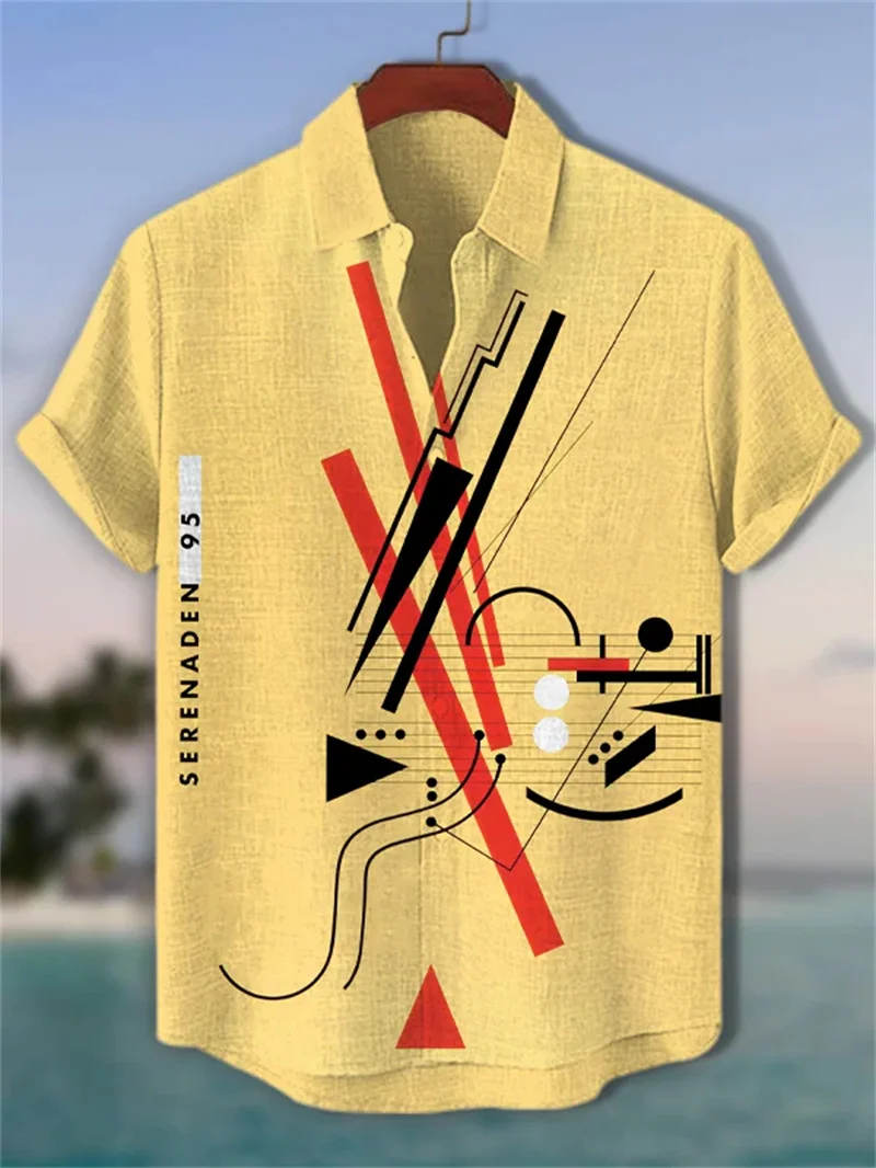 เสื้อเชิ้ตผ้าลินินแขนสั้นลายลิง 3 มิติ สไตล์ฮาวาย สำหรับผู้ชาย แฟชั่นฤดูร้อน เสื้อเชิ้ตแขนสั้นลำลองสำหรับผู้ชาย