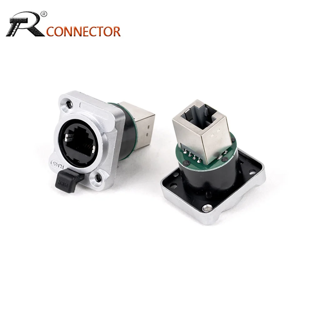 D Type Wall Panel Mount Cat5/5e Ethemet RJ45 Connector 8P8C Unshielded Network Female Sockets Industrial RJ45 Ethernet Male Plug