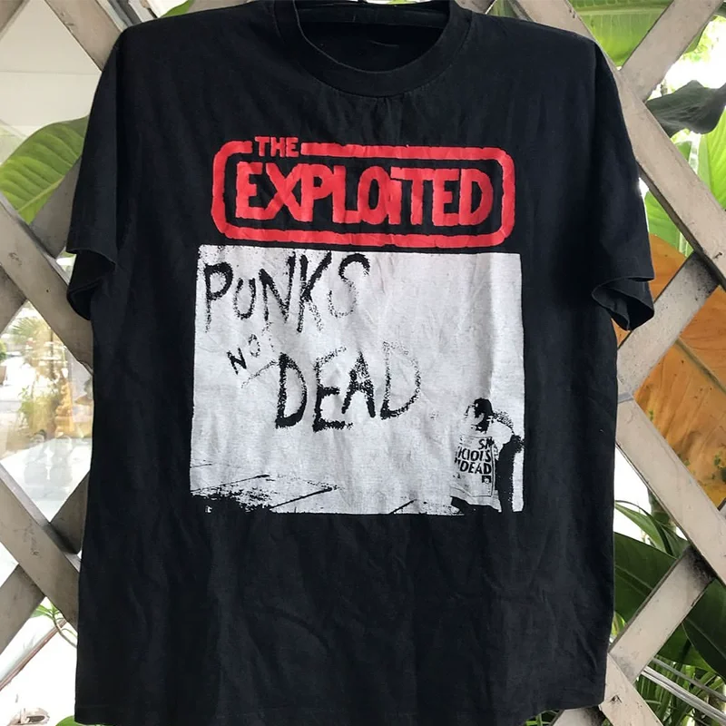 the Exploited Punk Rock Band Trendy Minimalist Oversized Pure Cotton Retro Short-Sleeved T-Shirt Unisex.heavyweight cotton, pre shrunk tee, butterysoft, graphic print crew neck、 gift for menwomen, wash resistant print                                     .