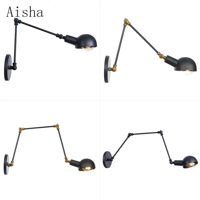 

Loft Retro Industrial Wall Lamp Hallway Staircase Balcony Minimalist Creative Restaurant Bar Wrought Iron Long Arm Wall Sconces