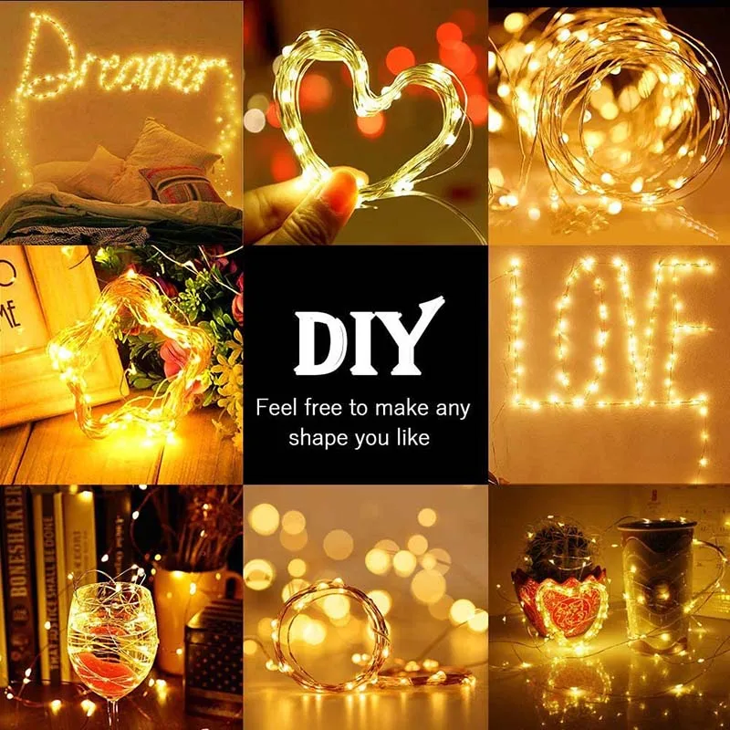 Outdoor Solar String Lights 1/2 Pack Waterproof Solar Powered Fairy Lights 8 Modes Solar Copper Wire Fairy Lights for Xmas Patio