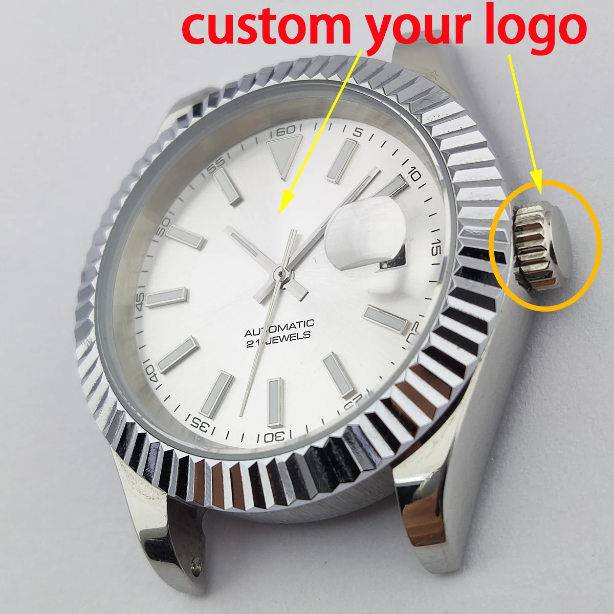 

40.5mm case Miyota8215 Case nh35 case Custom logo dial Miyota 8215 Movement watchial Stainless Steel Watch accessories parts