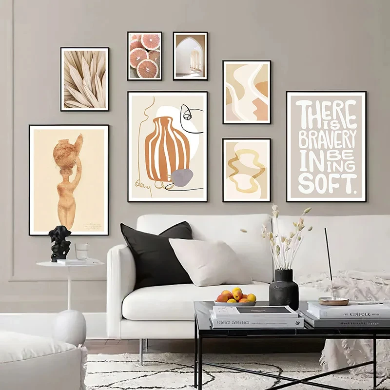 Modern HD Print Boho Beige Poster, Vintage Abstract Art, Canvas Painting, Creative Wall Picture, Mural, Home Living Room Decor