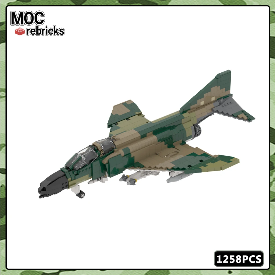 MOC Military Series F-4C Phantom II Heavy Air Defense Fighter Building Block Model Set DIY Boy Toys Hobbies Holiday Gifts