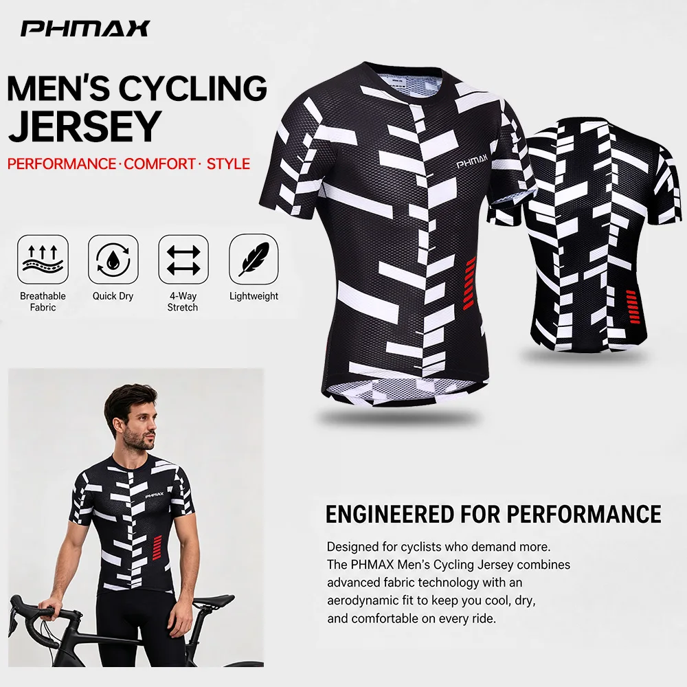 PHMAX RIFT Men Cycling Undershirt Stretch Square Hole Fabric Cycling Base Layer Quick Dry Breathable First Layer Cycling Shirt