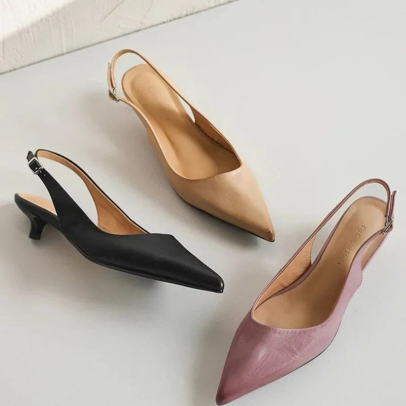 

Summer Fashion New Breathable Pointed Toe Stiletto Heel PU Comfortable and Elegant Women's Shoes Shallow Mouth Sexy Sandals