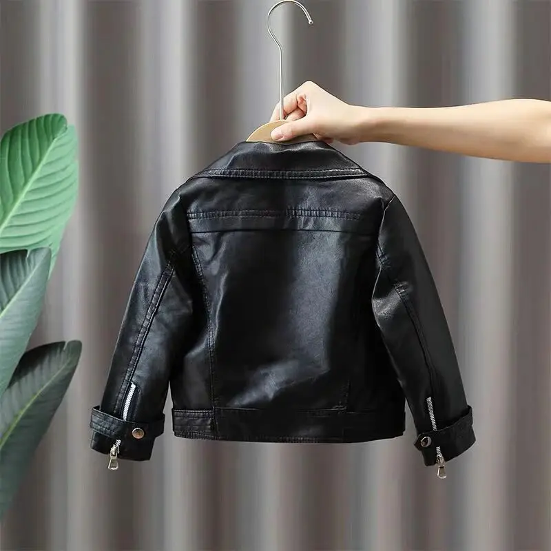 Spring and Autumn Boys' Leather Jacket New Children's Motorcycle Jacket Fashionable Coat