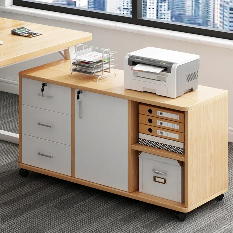 

Creative Wooden Filing Cabinets Office Large Capacity Cabinet With Wheels Locks Modern Design Closet Organizers Storage Room L