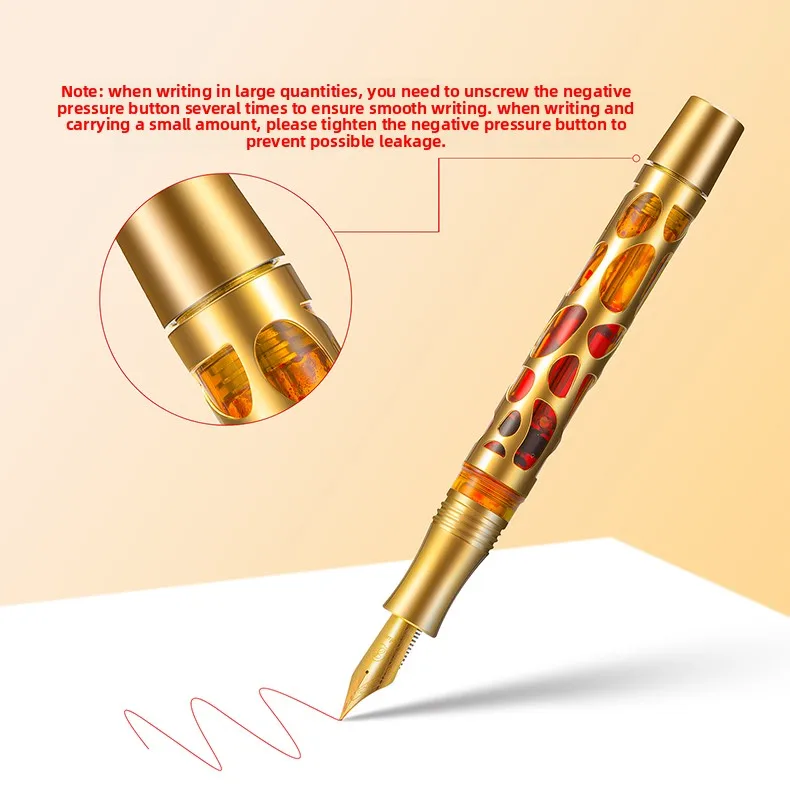 1 قطعة Asvine M169 الاكريليك بالقطارة قلم حبر هيكل عظمي معدني شفاف القلم ، الكبار الأعمال الراقية الهدايا هدايا العيد