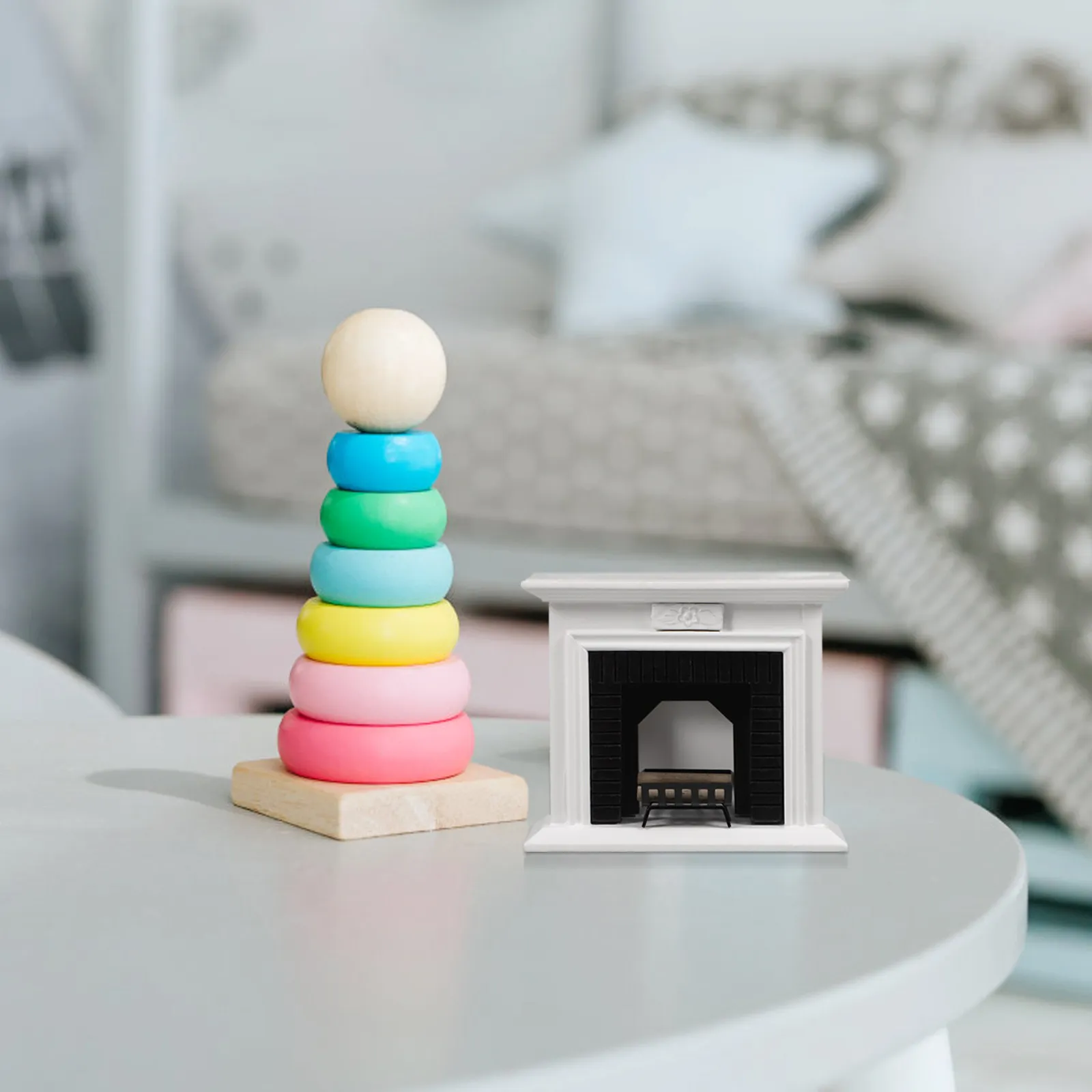 

1Set Mini Fireplace White Smooth Surface No Burrs Kids Safe Realistic Firewood Three Dimensional Detail DIY Mini House Micro