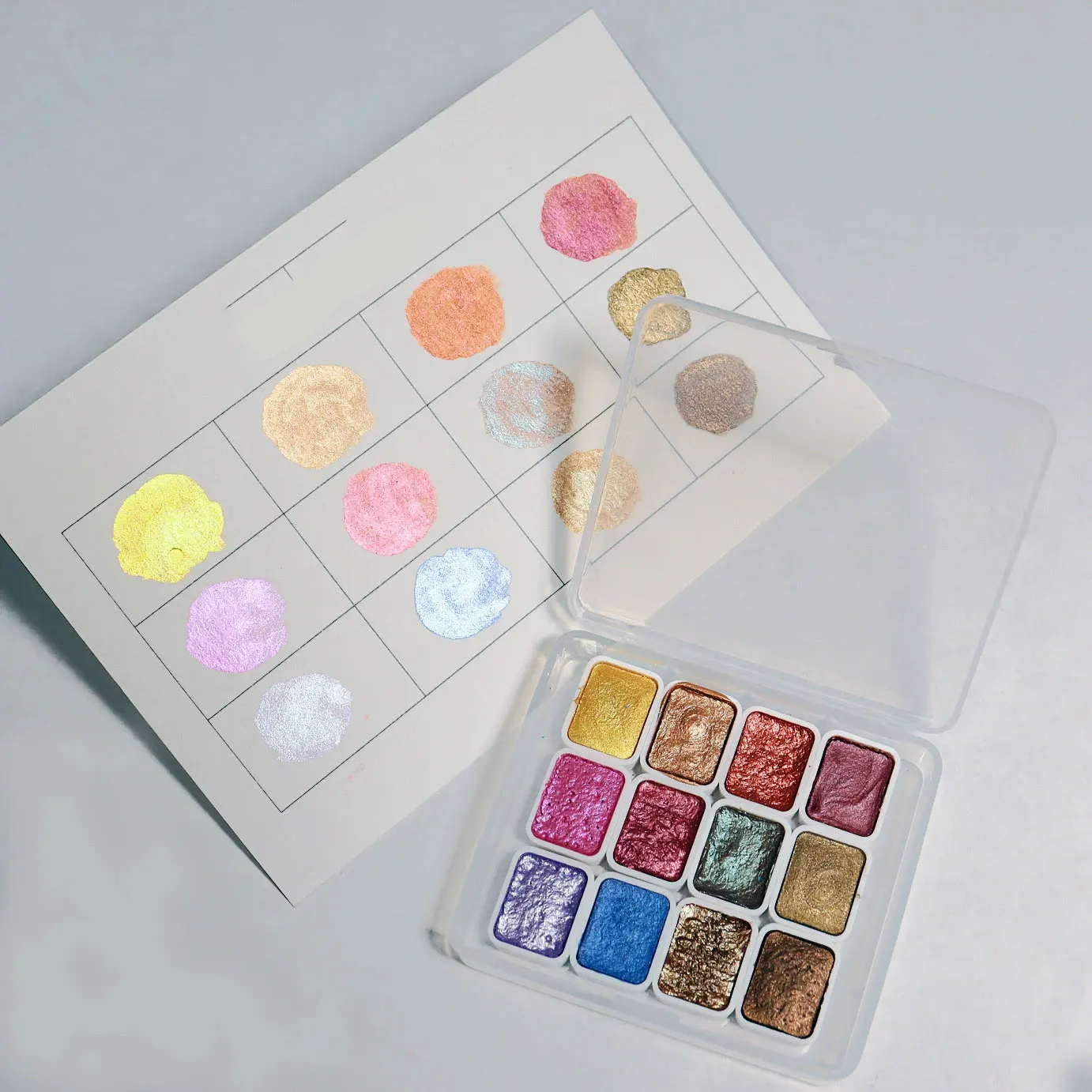 مجموعة ألوان مائية صلبة مكونة من 12 لونًا مع أصباغ حية لامعة وغير قابلة للتلاشي لفن الأظافر والحرف اليدوية والرسم بنفسك #2