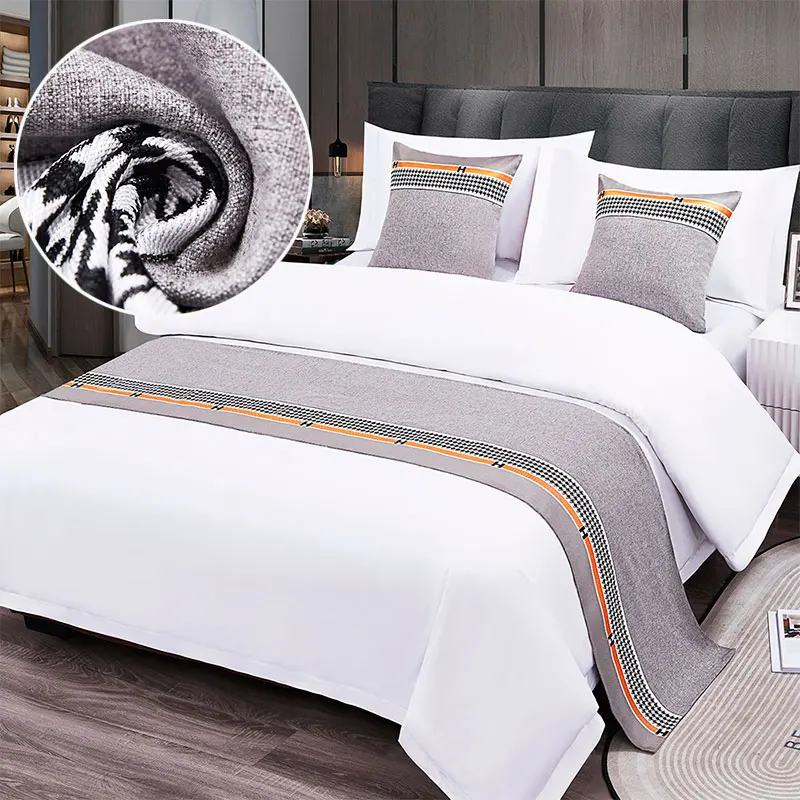 Cotton Bed Runner Scarf Bed Tail Towel Home Hotel Bedroom Bedding Decor Bedding Single Queen King Bed Cover Towel