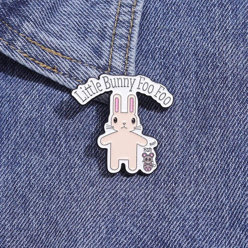 Little Bunny Foo Foo Emaille Pins Cartoon Niedliche Tier Kaninchen Broschen Abzeichen Zubehör Kragen Anstecknadel Geschenk für Freunde
