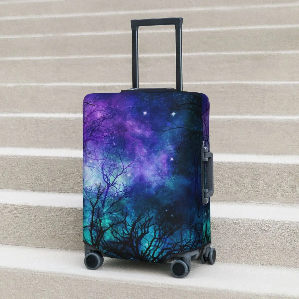 Fantasy Magical Forest Print Suitcase Cover Dreaming Starry Sky Business Vacation Useful Luggage Case Protector