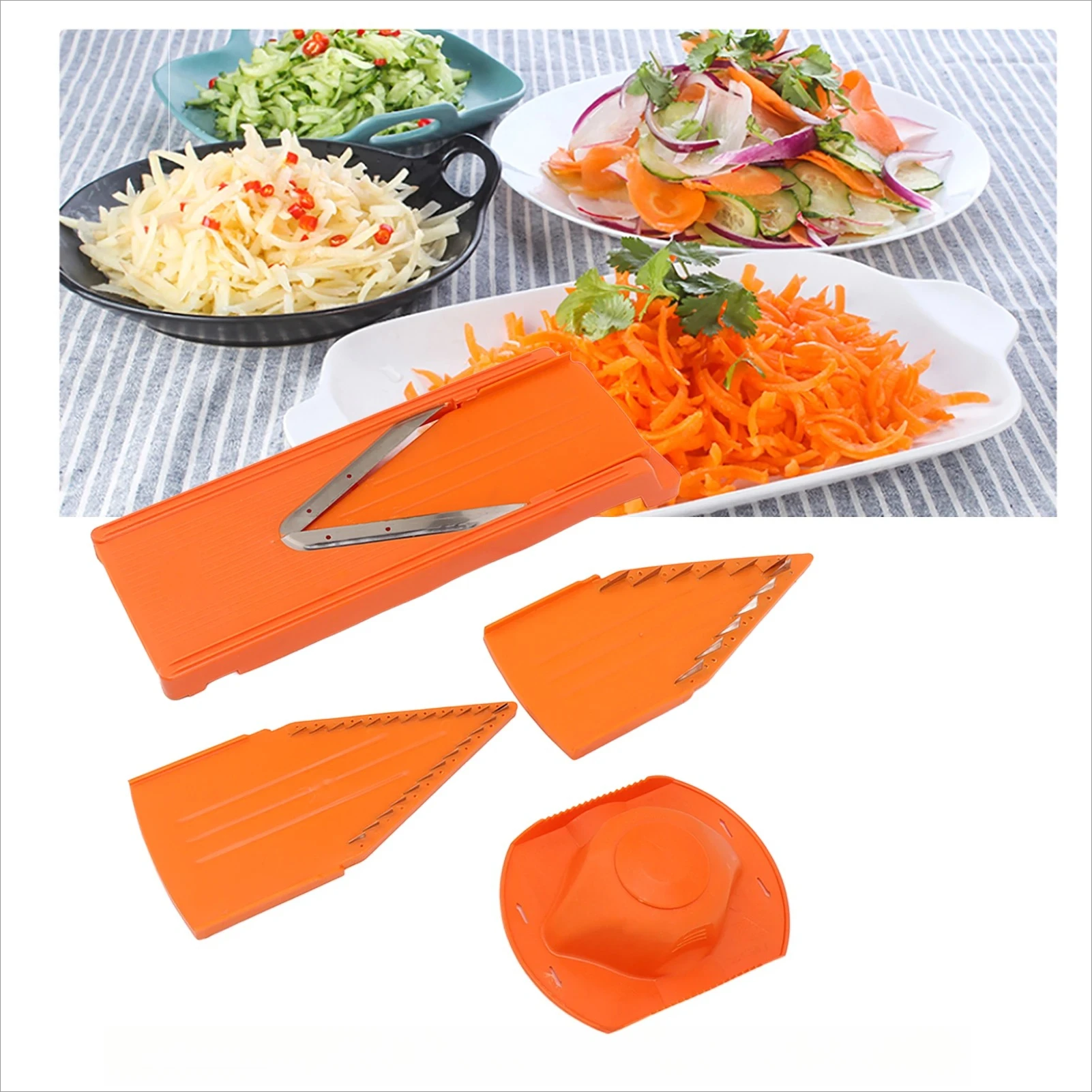 Cortador de mandolina com lâmina em V, cortador manual de vegetais, ferramenta de cozinha com lâmina de aço inoxidável, acessórios de proteção manual