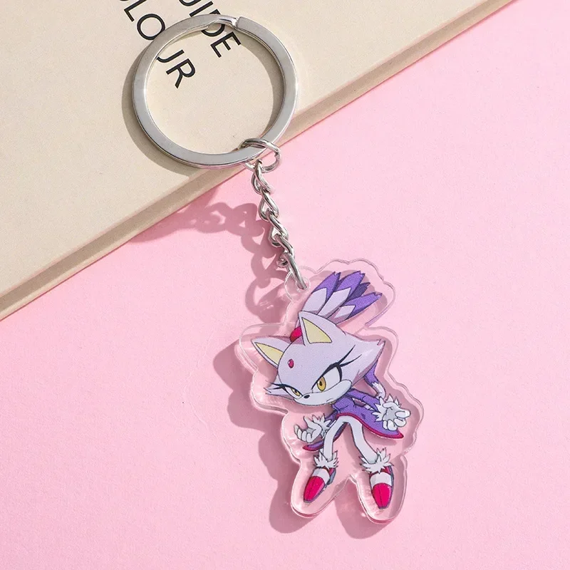 Sonic Anime Acrylic Keychain, Cute Cartoon Character Pendant, Student Backpack Accessory, Birthday Gift for Fans