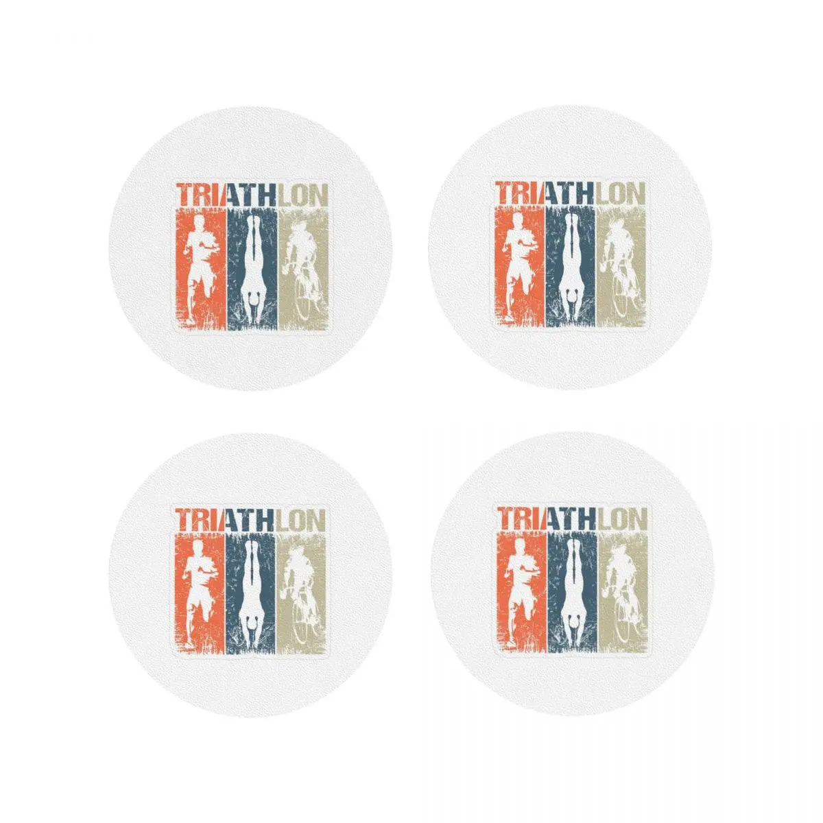 Triathlon Swimming Cycling Running Coasters Kitchen Placemats Waterproof Insulation Cup Coffee Mats Tableware Pads Set of 4