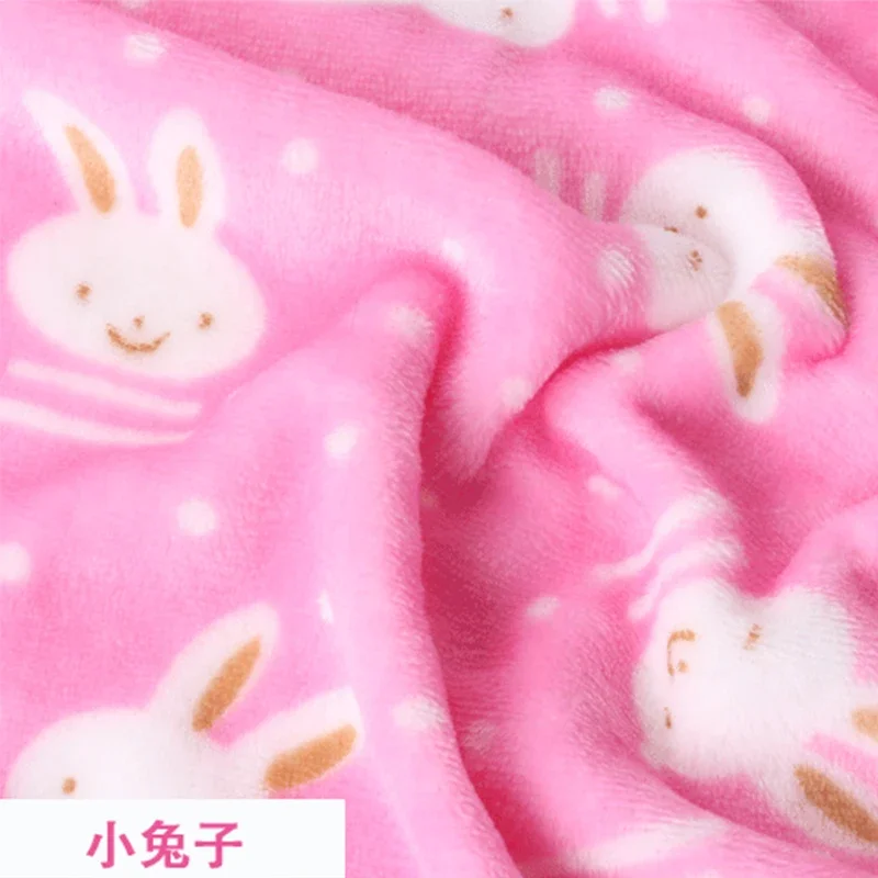 Double Sided Flannel Printed Fabric Coral Velvet Pajama Blanket Cushion Dolls Handmade Plush Cloth For Autumn Winter 0.5*1.6M