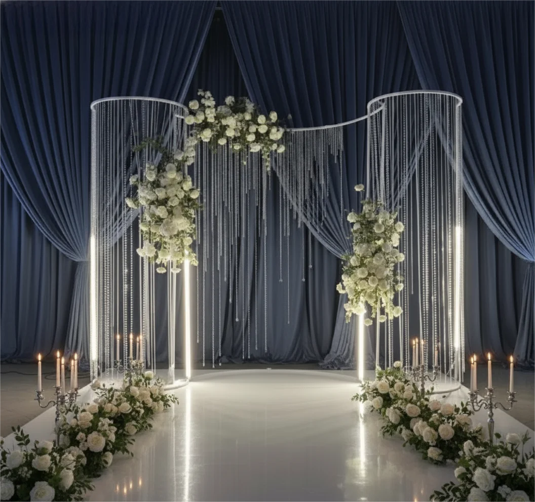 

S-образный светодиодный фон-экран, фон для украшения сада на открытом воздухе для свадебной вечеринки, украшение из искусственных цветов, арочный фон для сцены
