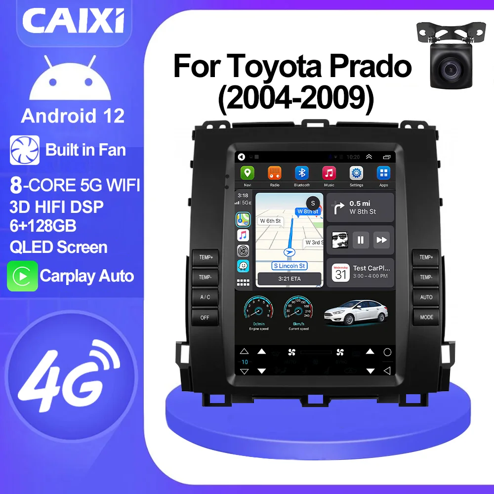 CAIXI For Lexus GX470 Toyota Land Cruiser Prado 120 2004-2009 Car Android Radio Multimedia Carplay Stereo 2 din GPS Tesla style